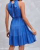 Royal Blue Tie Back Sleeveless Belted Dress