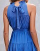 Royal Blue Tie Back Sleeveless Belted Dress