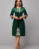 Round Neck 3/4 Sleeve Embroidered Dress