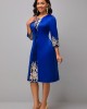 Round Neck 3/4 Sleeve Embroidered Dress