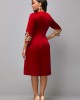 Round Neck 3/4 Sleeve Embroidered Dress