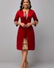 Round Neck 3/4 Sleeve Embroidered Dress