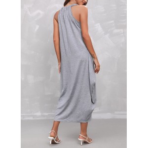 Light Grey Sleeveless Round Neck Dress