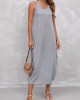 Light Grey Sleeveless Round Neck Dress