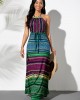 Striped Multicolor Bowknot Sash Dress