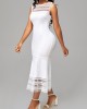 White Lace Patchwork Sleeveless Mermaid Dress