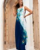 Square Collar Feathers Sleeveless Maxi Dress