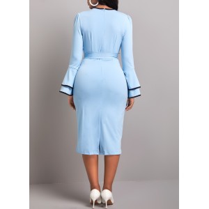 Contrast Binding Belted Bodycon Dress