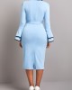 Contrast Binding Belted Bodycon Dress