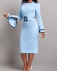 Contrast Binding Belted Bodycon Dress