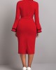 Contrast Binding Belted Bodycon Dress