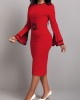 Contrast Binding Belted Bodycon Dress