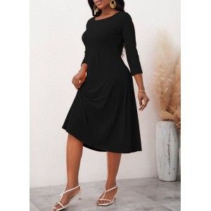 3/4 Sleeve Round Neck Dress