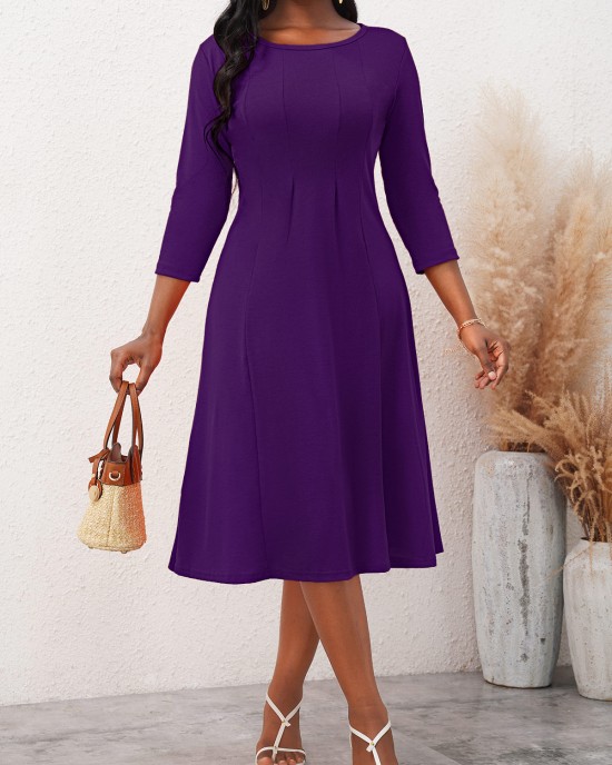 3/4 Sleeve Round Neck Dress