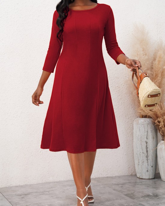 3/4 Sleeve Round Neck Dress