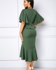 Solid Half Sleeve Round Neck Dress