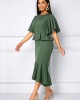 Solid Half Sleeve Round Neck Dress