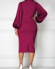 Solid Bowknot Lantern Sleeve Sheath Dress