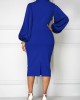 Solid Bowknot Lantern Sleeve Sheath Dress