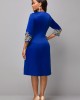 3/4 Sleeve Round Neck Embroidered Dress