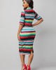 Mock Neck Tribal Print Half Sleeve Bodycon Dress