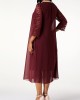 Lace Stitching Pearl 3/4 Sleeve Chiffon Dress