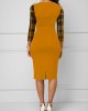 Ginger Plaid Button Round Neck Bodycon Dress