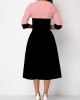 Pink High Waisted Faux Two Piece Round Neck Dress