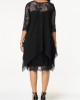 Chiffon Overlay Three Quarter Sleeve Lace Dress