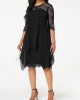 Chiffon Overlay Three Quarter Sleeve Lace Dress