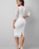 3/4 Sleeve Lace V Neck Dress