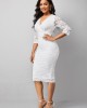 3/4 Sleeve Lace V Neck Dress