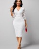 3/4 Sleeve Lace V Neck Dress