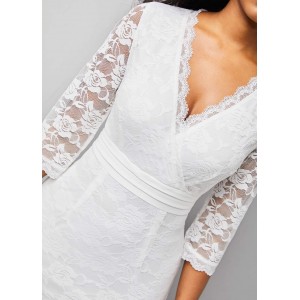 3/4 Sleeve Lace V Neck Dress