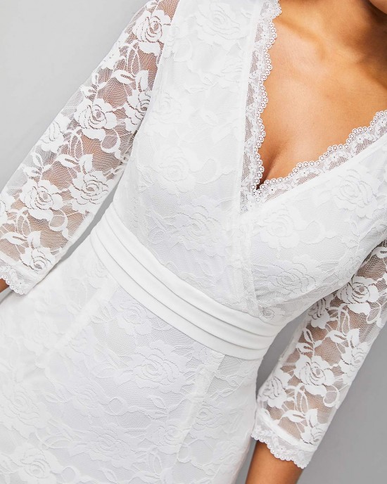 3/4 Sleeve Lace V Neck Dress