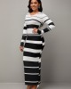 Striped Round Neck Color Block Dress