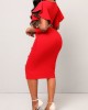 Red Leopard Hollow Out Belted Bodycon Dress