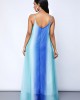 Pocket Tie Dye Print Spaghetti Strap Maxi Dress