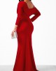 Three Quarter Sleeve Skew Neck Maxi Dress