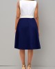 Color Block Bowknot Faux Two Piece High Waist Dress