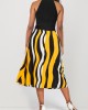 Bib Neck Color Block Striped Belted Dress