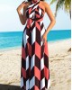 Cross Halter Geometric Print Sleeveless Multi Color Dress