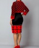 Open Front Tribal Print Cardigan and Sheath Dress