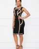 Round Neck Contrast Sleeveless Bodycon Dress