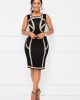 Round Neck Contrast Sleeveless Bodycon Dress