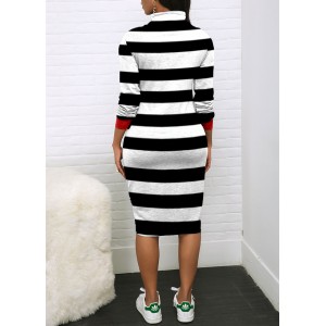 Color Block Heart Print Drawstring Dress