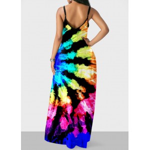 Multicolor Tie Dye Print Maxi Dress