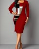 Geometric Print 3/4 Sleeve Sheath Dress