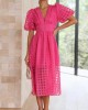 ??Time-limited promotion 49% OFF?? Beauty Square Patterned Fabric Puff Sleeve Midi Dress