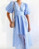 ??Time-limited promotion 49% OFF?? Beauty Square Patterned Fabric Puff Sleeve Midi Dress